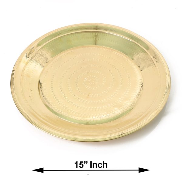 Brass Plate  - 15 Inches |  Thali Plate  Pooja Plate  Pottu Prath Plate  Pooja Thali for Home Online now