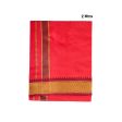 Cotton Veshti - 2 Mtrs | Padayappa Border Dhoti  Red Colour Vesti for Men For Discount