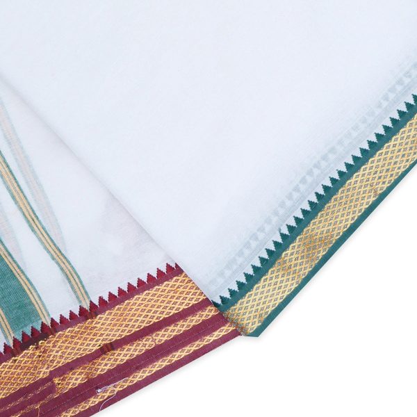 Veshti - 9 x 5 Yards | Karigam Mayilkan Border Dhoti  Half White Colour Vesti for Men on Sale