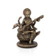 Saraswati Murti - 8 x 7 Inches | Resin Statue  Brass Polish Saraswati Idol for Pooja  995 Gms Approx For Discount