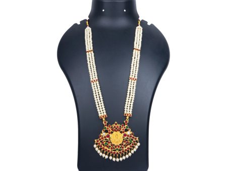 Kemp Moti Haram - 12 Inches | Kemp 3 Line Long Necklace  Multi Colour Stone Jewellery for Dance For Cheap