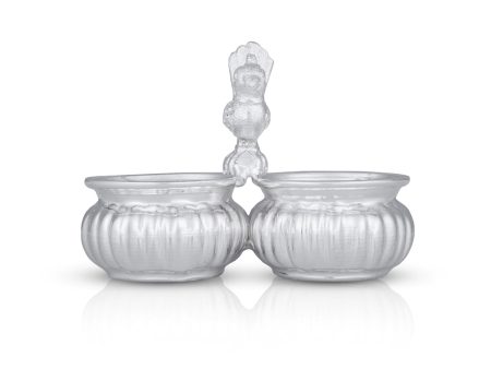 2 Cups Chomukha With Annam Handle - 3.5 x 4 Inches | German Silver Panchwala  Kumkum Holder for Pooja  120 Gms Cheap