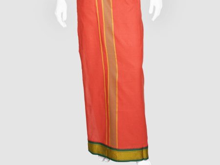 Cotton Veshti - 2 Mtrs | Mayilkan Padayappa Border Dhoti  Dark Kavi Colour Vesti for Men Online now