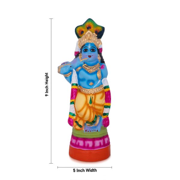 Flute Krishna - 9 Inches | Giri Golu Doll  Paper Mache Doll  Janmashtami Decoration Online now