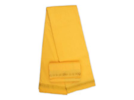 Veshti With Angavastram - 4 x 2 Mtrs | Art Silk Rudraksha Border Dhoti & Towel  Yellow Vesti & Thundu for Men Online Hot Sale