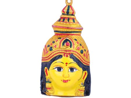 Ammavari Face - 6.5 x 3.25 Inches | Zinc Vara Lakshmi Face  Yellow Amman Mugam for Deity  90 Gms Approx For Sale