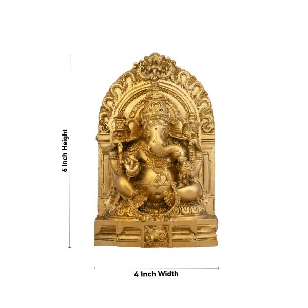 Ganesh Murti With Arch - 6 x 4 Inches | Resin Statue  Gold Polish Ganpati Murti for Pooja  450 Gms Approx Discount