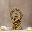 Saraswati Murti With Arch - 8 x 5.5 Inches | Antique Brass Idol  Saraswati Idol for Pooja  2.060 Kgs Approx For Cheap