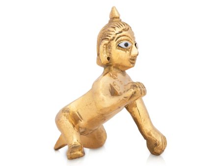 Crawling Krishna Idol - 3 x 2.25 Inches | Brass Idol  Laddu Gopal Murti for Janmashtami  155 Gms Approx Discount