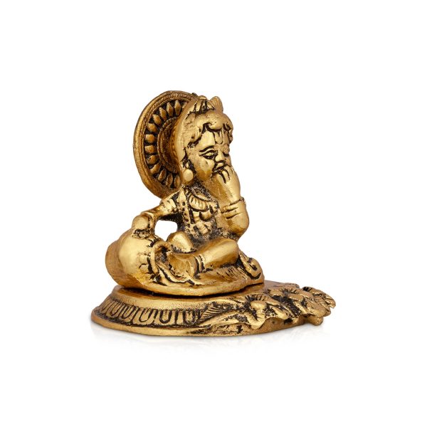 Butter Krishna Idol - 3 x 3.5 Inches | Aluminium Krishna Idol  Gold Polish Krishna Statue for Pooja  180 Gms Online now