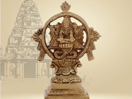 Chakrathazhwar Idol - 5 x 3.5 Inches | Antique Brass Idol  Chakrathalwar Statue for Pooja  480 Gms Approx Fashion