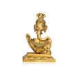 Trunk Pagdi Ganesh Murti - 6 x 3.5 Inches | Aluminium Gold Polish Ganpati Idol  Vinayaka Statue for Pooja  230 Gms Cheap