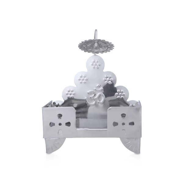 Manai with Chatri - 6 x 4 Inches | German Silver Chowki  Pooja Aasan for Deity  130 Gms Approx Online now