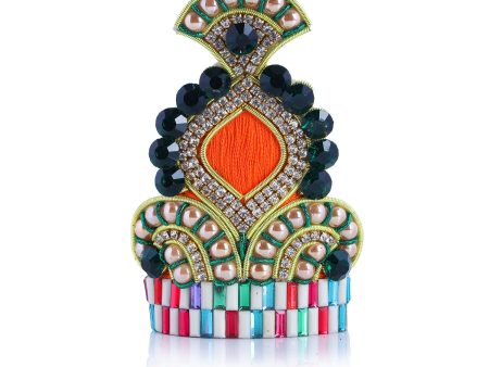 Jari Mukut  - 3.5 x 2.5 Inches |  Kireedam  Stone Crown  Multicolour Stone Kiritam for Deity Fashion