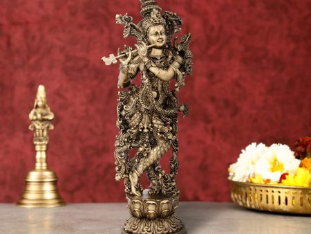 Radha Krishna Statue Pair - 14 x 4.5 Inches | Resin Statue  Brass Polish Radha Krishna Idol for Pooja  2.525 Kgs Online Hot Sale