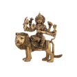 Durga Devi With Lion 8 Hands - 4 x 4 Inches | Antique Brass Idol  Durga Murti for Pooja  600 Gms Approx Sale