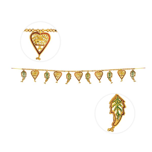 Gold Polish Toran - 43 Inches | Leaf with Beads Design Bandanwar  Aluminium Thoran for Door Decor  180 Gms Hot on Sale