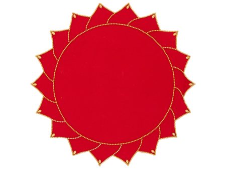 Rangoli Design - 11 Inches | Velvet Kolam Sticker  Red Colour Muggu Sticker for Pooja Room Decor Online Hot Sale