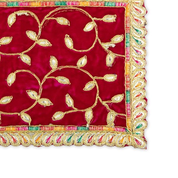 Asan Mat - 9.5 x 7 Inches | Velvet Aasan Mat  Jari Border Pooja Aasan for Deity  Assorted Colours  10 Gms Approx Online now