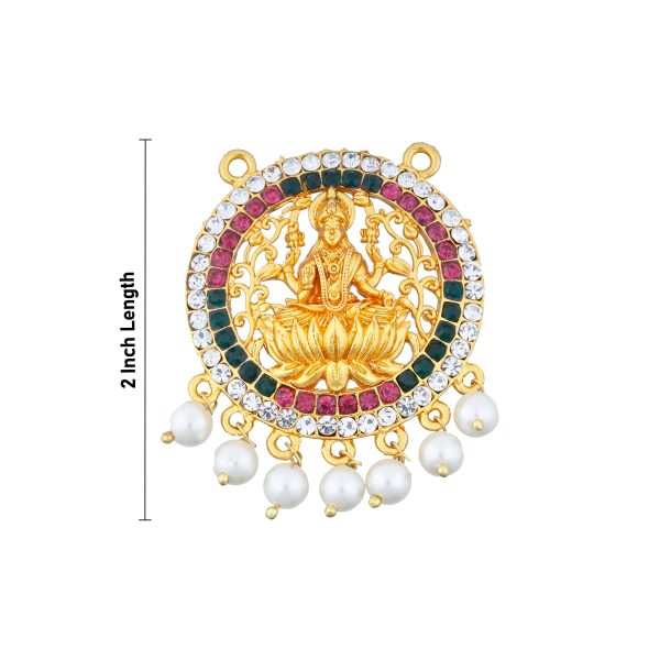 Lakshmi Pendant - 2 Inches | Stone Laxmi Pendant  Gold Polish Lakshmi Locket for Deity Hot on Sale