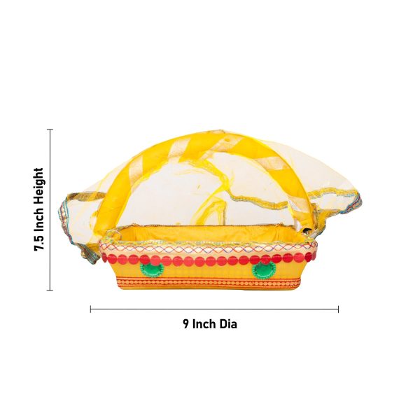 Laddu Gopal Basket with Handle - 7.5 x 9 Inches | Kanha Ji Ki Tokri with Cover  Carry Basket for Laddu Gopal For Discount