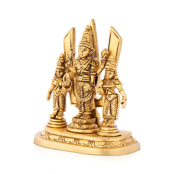 Balaji Murti - 5 Inch | Balaji Sridevi Boodevi with Namam  Antique Brass Statue  Balaji Statue for Pooja For Discount