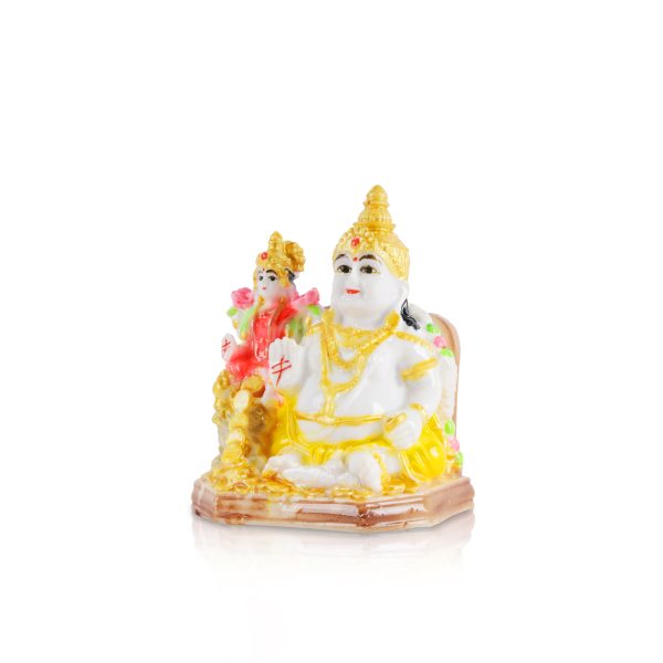 Laxmi Kuber Statue - 4 x 3 Inches White | Resin Lakshmi Kuber Idol  Laxmi Kuber Idol for Pooja Discount