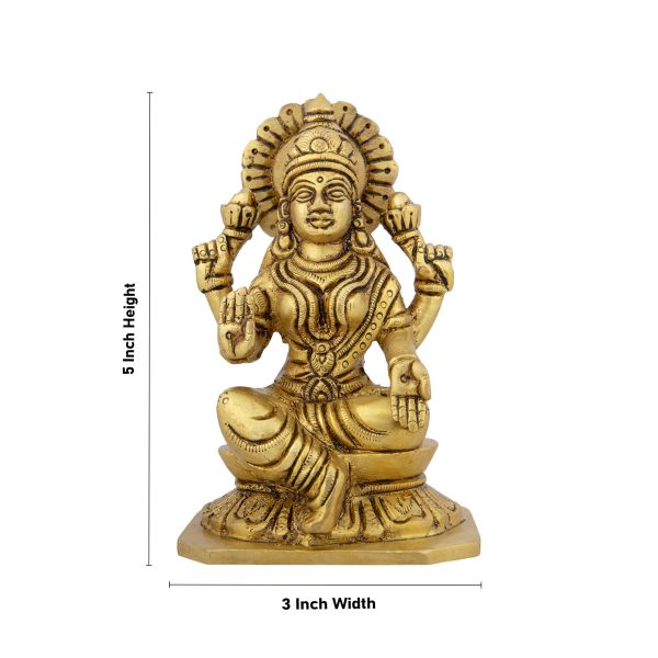 Lakshmi Idol - 5 x 3 Inches | Antique Brass Idol  Laxmi Murti  Lakshmi Murti for Pooja  990 Gms Approx Hot on Sale