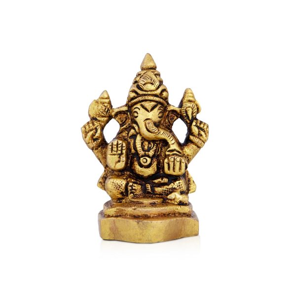 Ganesh Murti - 2 x 1.5 Inches | Ganapati Idol  Antique Brass Idol  Vinayagar Statue for Pooja  160 Gms Approx Fashion