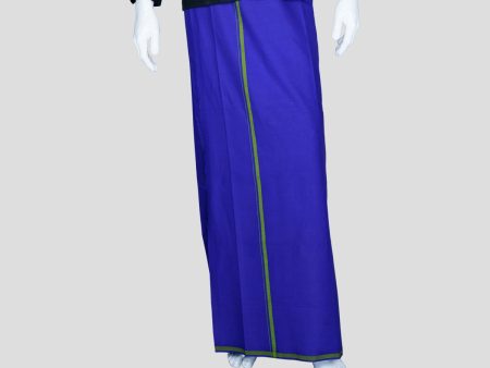 Cotton Veshti - 2 Mtrs | Gundanchi Border Dhoti  Blue Colour Vesti for Men Sale