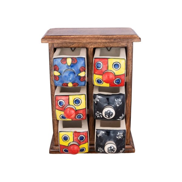 Almirah with 6 Drawer - 10 x 7 Inches | Mini Wooden Box  Storage Box for Home  2.400 Kgs Approx Supply