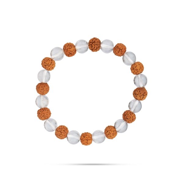 Rudraksha Sphatik Bracelet - 2.5 Inches | Rudraksha Hand Band  Sphatik Rudraksha Bracelet for Men & Women For Discount