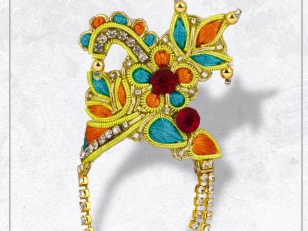 Jari Mukut  - 1.5 x 0.5 Inches |  Kireedam  Stone Crown  Multicolour Stone Kiritam for Deity Online