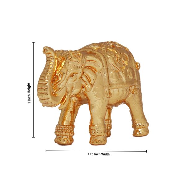 Elephant Statue - 1 x 1.75 Inches | Copper Idol  Gold Polish Elephant Figurine for Home  55 Gms Approx Supply