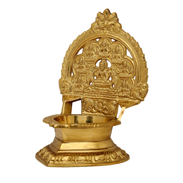 Ashtalakshmi Vilakku - 8.5 Inches | Ashtalakshmi Deepam  Brass Lamp for Pooja  1.340 Kgs Approx Online now