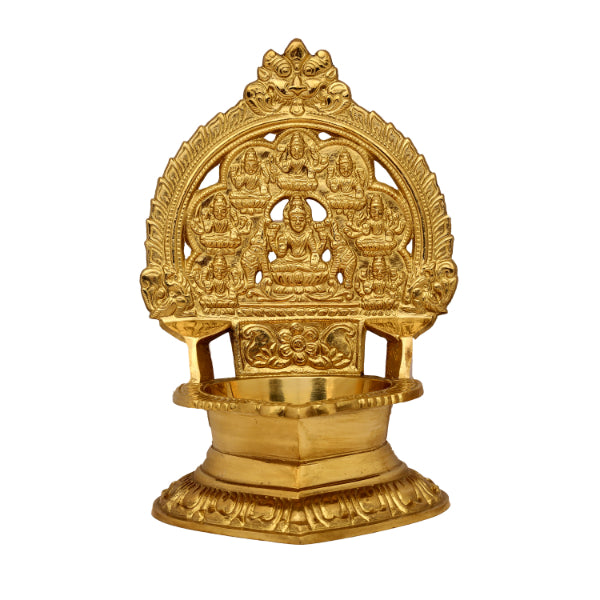 Ashtalakshmi Vilakku - 8.5 Inches | Ashtalakshmi Deepam  Brass Lamp for Pooja  1.340 Kgs Approx Online now