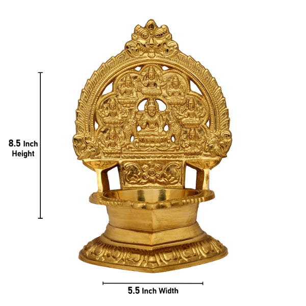 Ashtalakshmi Vilakku - 8.5 Inches | Ashtalakshmi Deepam  Brass Lamp for Pooja  1.340 Kgs Approx Online now