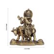 Krishna Murti With Cow - 4.5 x 4 Inches | Antique Brass Idol  Standing Krishna Idol for Pooja  575 Gms Approx For Discount