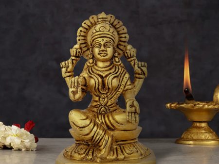 Lakshmi Idol - 5 x 3 Inches | Antique Brass Idol  Laxmi Murti  Lakshmi Murti for Pooja  990 Gms Approx Hot on Sale