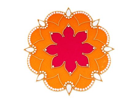 Rangoli Design - 8 x 8 Inches | Velvet Kolam Sticker  Flower With Pearl Design Muggu Sticker for Pooja Decor For Cheap