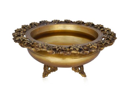 Flower Pot With Leg - 7 x 15 Inches | Brass Urli  Flower With Diya Design Uruli for Living Room  8.140 Kgs Approx Hot on Sale