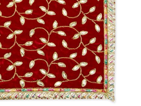 Asan Mat - 13 x 20 Inches | Velvet Aasan Mat  Jari Border Pooja Aasan for Deity  Assorted Colours  55 Gms Approx Hot on Sale