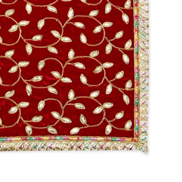 Asan Mat - 13 x 20 Inches | Velvet Aasan Mat  Jari Border Pooja Aasan for Deity  Assorted Colours  55 Gms Approx Hot on Sale