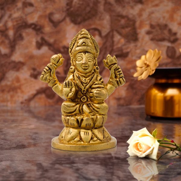 Laxmi Murti  - Kamal Base - 3 x 2.25 Inches | Brass Idol  Lakshmi Idol  Lakshmi Murti  Lakshmi Statue for Pooja Online Sale