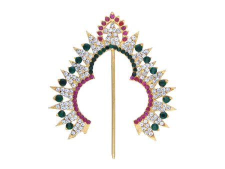 Hair Arch - 3 x 2.75 Inches | Stone Hair Arch  Hair Accessory  Multicolour Stone Jewellery for Deity on Sale