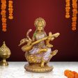 Saraswati Murti - 8.5 x 6 Inches | Saraswati Moorti Sitting On Swan  Resin Statue for Pooja Online Sale