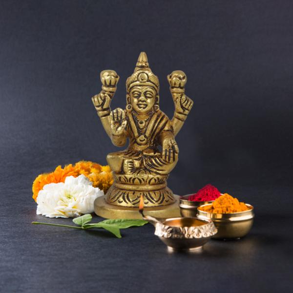 Laxmi Murti  - Goal Base - 2 x 3 Inches | Brass Idol  Lakshmi Idol  Lakshmi Murti  Lakshmi Statue for Pooja Online Hot Sale