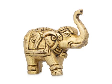 Elephant Statue - 2 x 2.5 Inches | Elephant Figurine  Antique Brass Idol for Home Decor  315 Gms Approx Online Sale