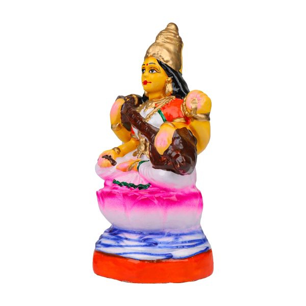 Saraswati Clay Golu Bommai - 8 x 4 Inches | Giri Golu Doll  Navaratri Golu Bomma Gombe Bommai Supply