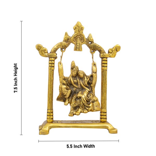 Radha Krishna Jhula - 7.5 x 5.5 Inches | Gold Polish Radha Krishna Jhoola  Radha Krishna With Jhula for Pooja  245 Gms Discount